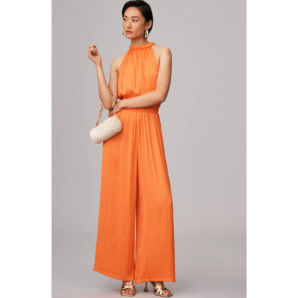 NWT Anthropologie Halter Orange Jumpsuit - Medium - Picture 1 of 7